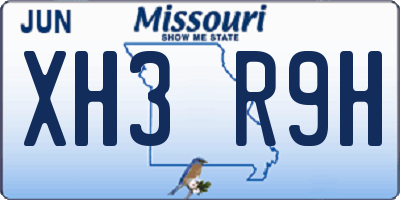 MO license plate XH3R9H