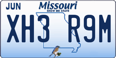 MO license plate XH3R9M