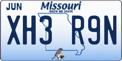 MO license plate XH3R9N