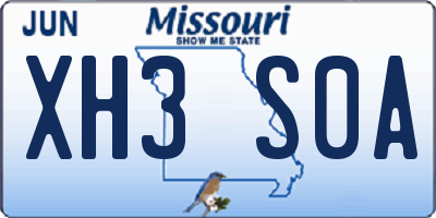 MO license plate XH3S0A