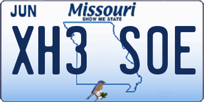 MO license plate XH3S0E