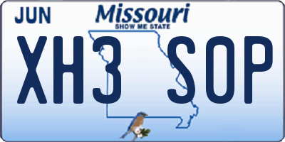 MO license plate XH3S0P
