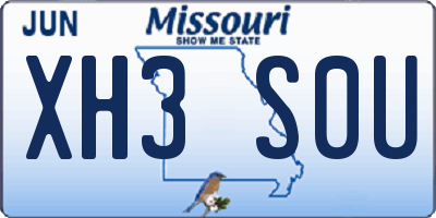 MO license plate XH3S0U