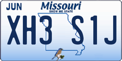 MO license plate XH3S1J