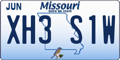 MO license plate XH3S1W