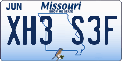 MO license plate XH3S3F