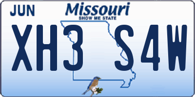 MO license plate XH3S4W