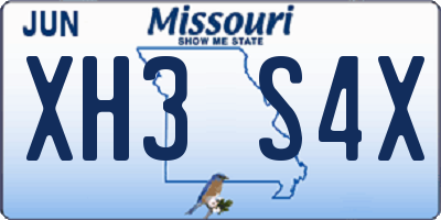 MO license plate XH3S4X