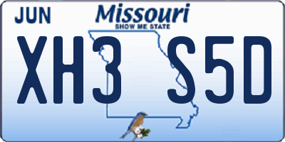 MO license plate XH3S5D