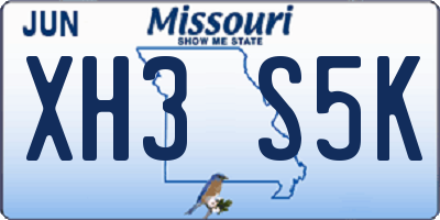 MO license plate XH3S5K