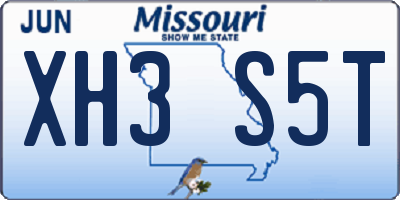 MO license plate XH3S5T