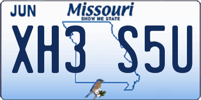 MO license plate XH3S5U