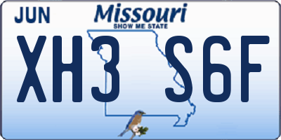 MO license plate XH3S6F