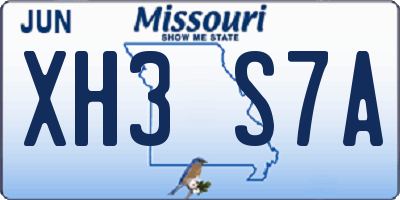 MO license plate XH3S7A
