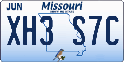MO license plate XH3S7C