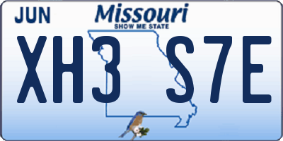 MO license plate XH3S7E