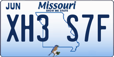 MO license plate XH3S7F