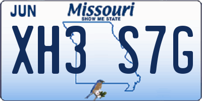 MO license plate XH3S7G