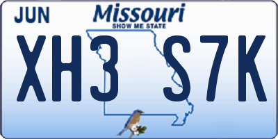 MO license plate XH3S7K