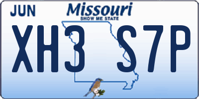 MO license plate XH3S7P