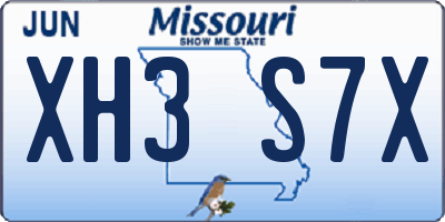 MO license plate XH3S7X