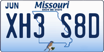 MO license plate XH3S8D