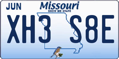 MO license plate XH3S8E