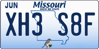 MO license plate XH3S8F