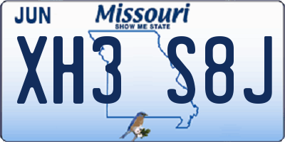 MO license plate XH3S8J