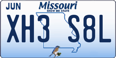 MO license plate XH3S8L