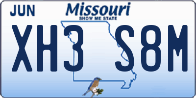 MO license plate XH3S8M