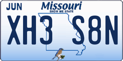 MO license plate XH3S8N