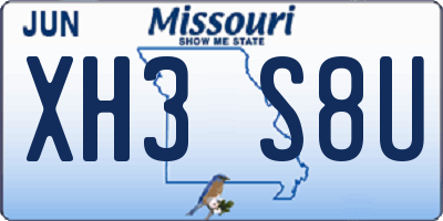 MO license plate XH3S8U