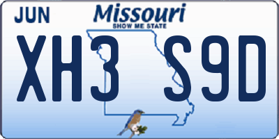 MO license plate XH3S9D
