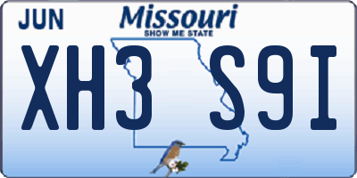 MO license plate XH3S9I