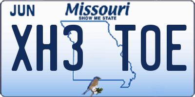 MO license plate XH3T0E