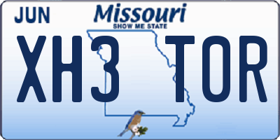 MO license plate XH3T0R