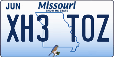 MO license plate XH3T0Z