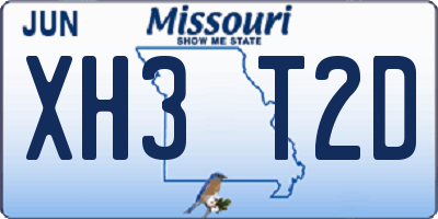 MO license plate XH3T2D