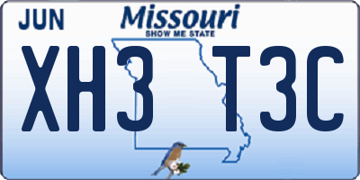 MO license plate XH3T3C