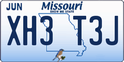 MO license plate XH3T3J