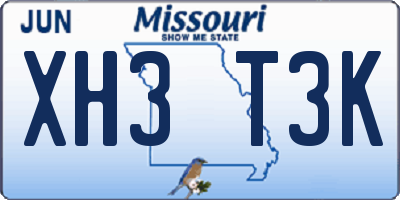 MO license plate XH3T3K
