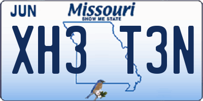 MO license plate XH3T3N