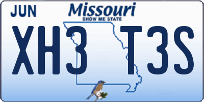 MO license plate XH3T3S