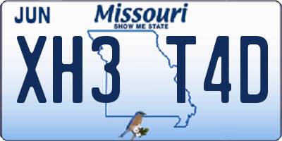 MO license plate XH3T4D