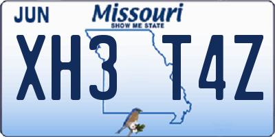 MO license plate XH3T4Z