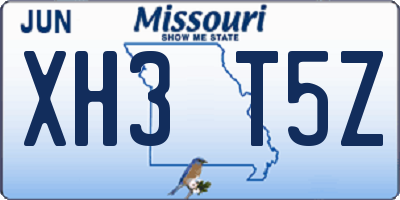 MO license plate XH3T5Z