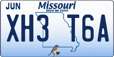 MO license plate XH3T6A