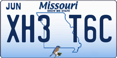MO license plate XH3T6C