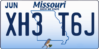 MO license plate XH3T6J